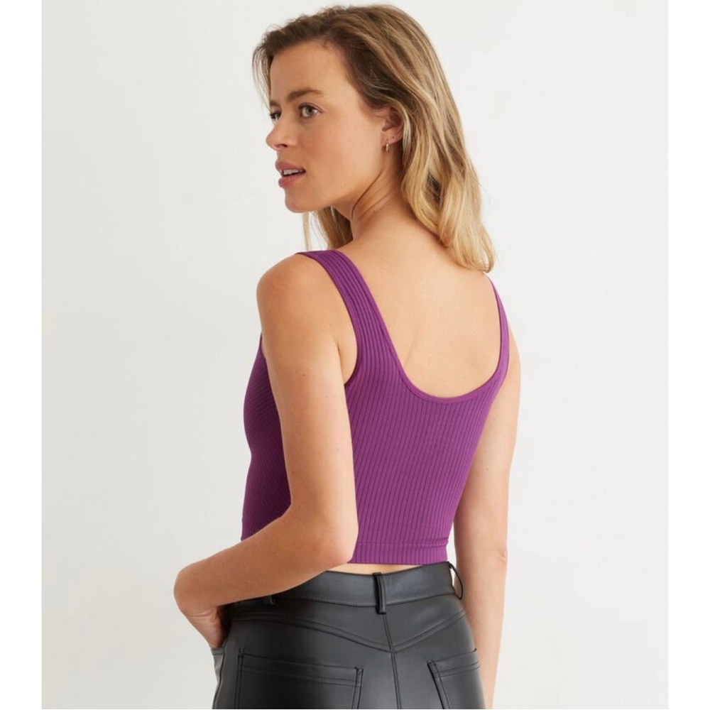 Dynamite Purple Ribbed Crop Top - Picture 3 of 3